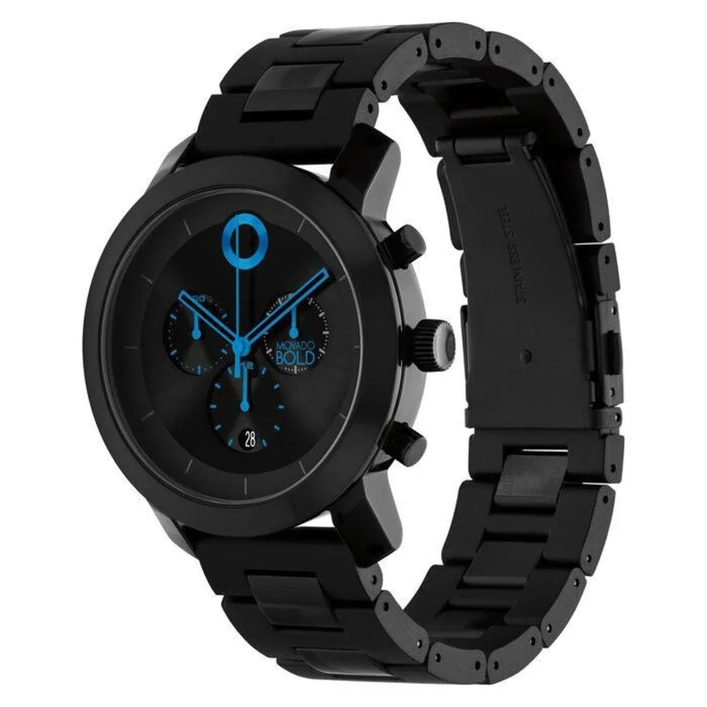 MOVADO TREND PROPEL CHRONOGRAPH 3601361 BLACK DIAL BRACELET 44MM MENS WATCH